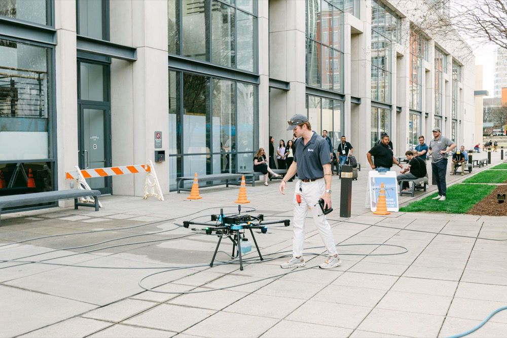 A live product demonstration outside the expo hall